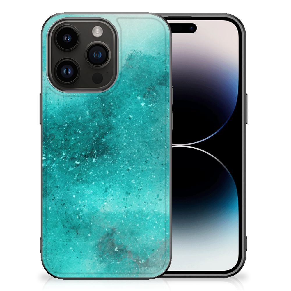Apple iPhone 15 Pro Kleurrijke Telefoonhoesje iPhone 15 Pro Painting Blue achterkant