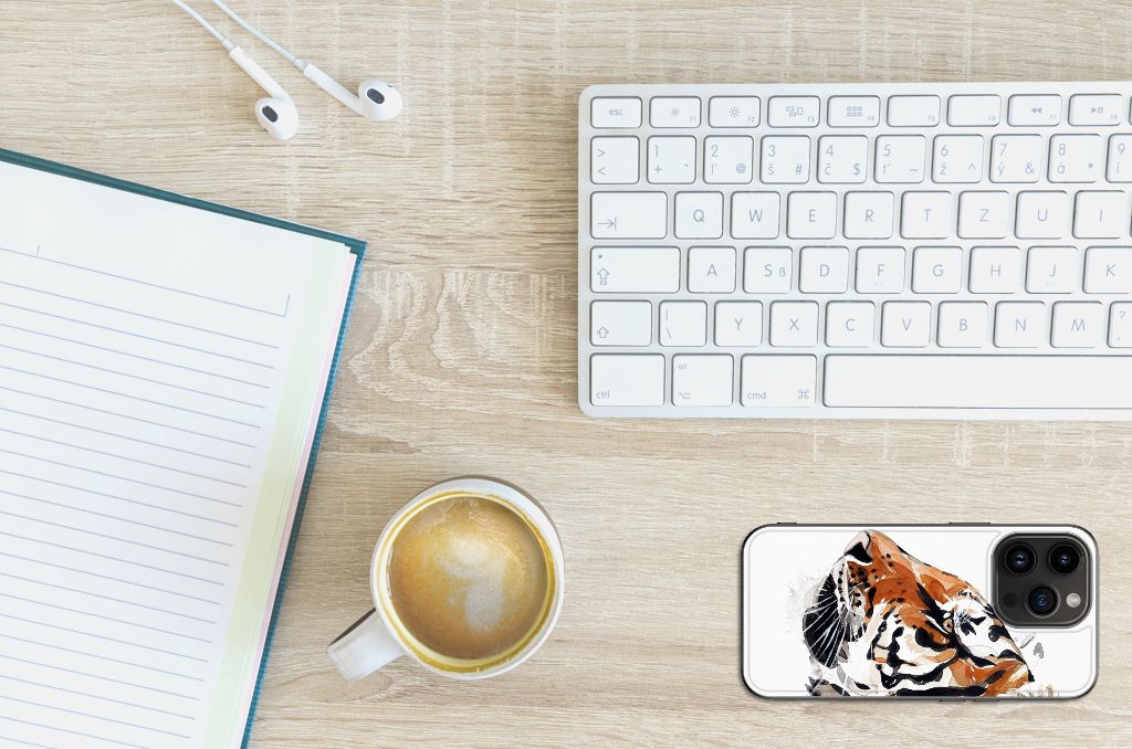 Kleurrijke Telefoonhoesje iPhone 15 Pro Watercolor Tiger B2C Telecom