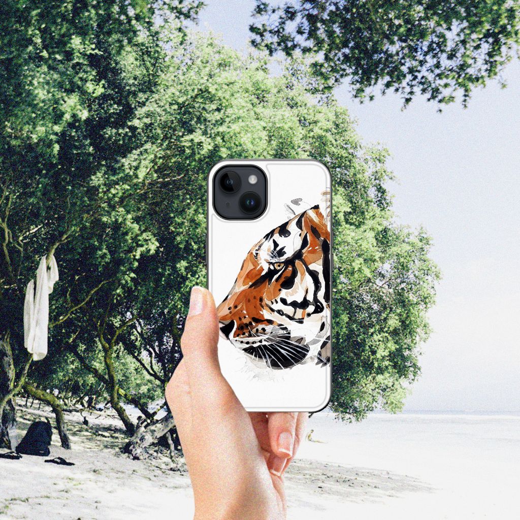 Kleurrijke Telefoonhoesje iPhone 15 Watercolor Tiger B2C Telecom
