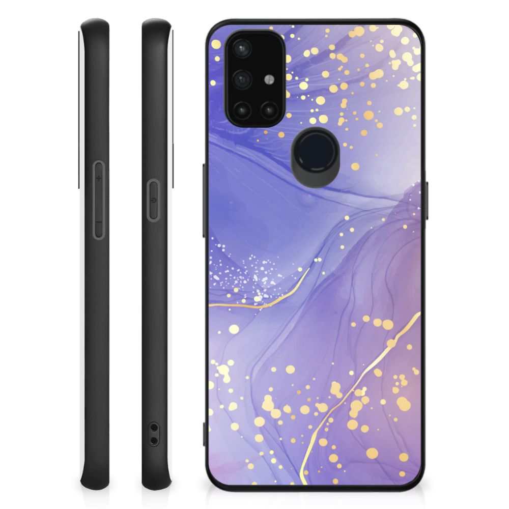 OnePlus Nord N10 5G Kleurrijke Telefoonhoesje Watercolor Paars achterzijde zijkanten