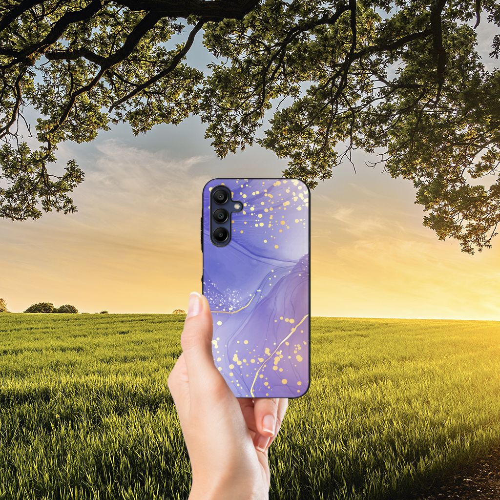 Samsung Galaxy A15 Kleurrijke Telefoonhoesje Watercolor Paars aanzicht
