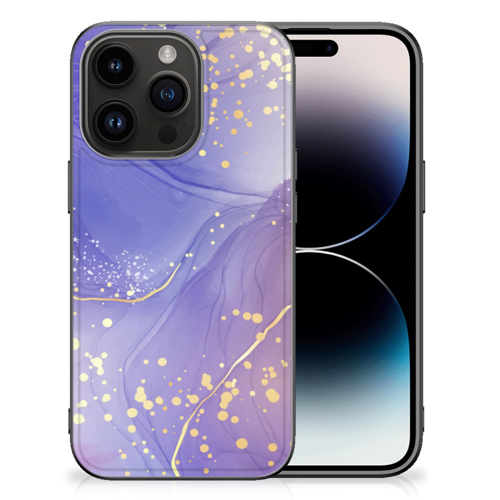 Apple iPhone 15 Pro Kleurrijke Telefoonhoesje voor iPhone 15 Pro Watercolor Paars voorkant achterkant