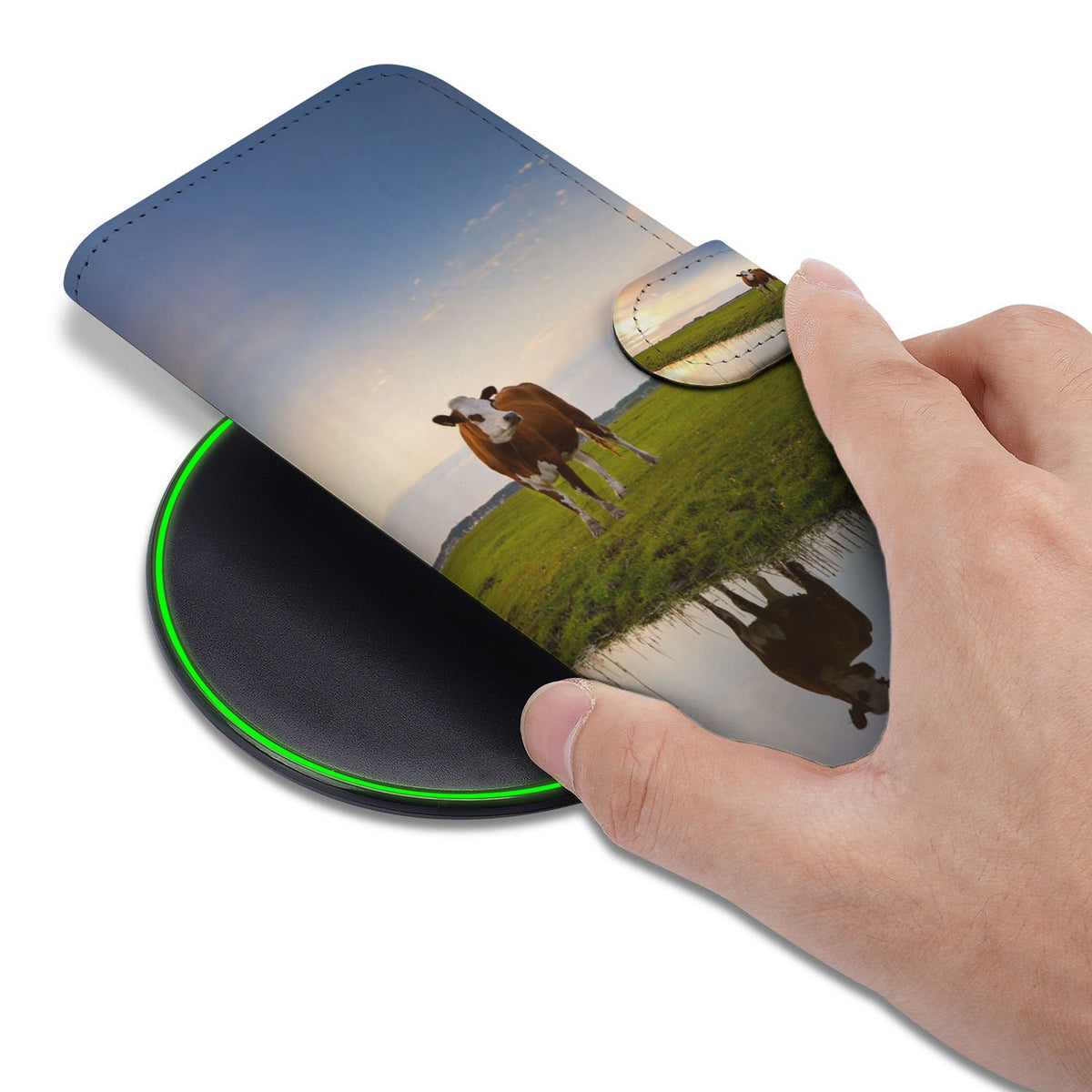 Koe Hoesje Voor iPhone Air Bookcase Koeienprint zwart-wit aanzicht