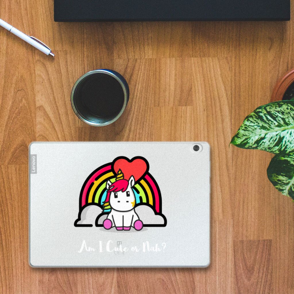 Lenovo Tab M10 Tablet Back Cover Unicorn Cute eenhoorn illustratie kleurrijk ontwerp bovenaanzicht