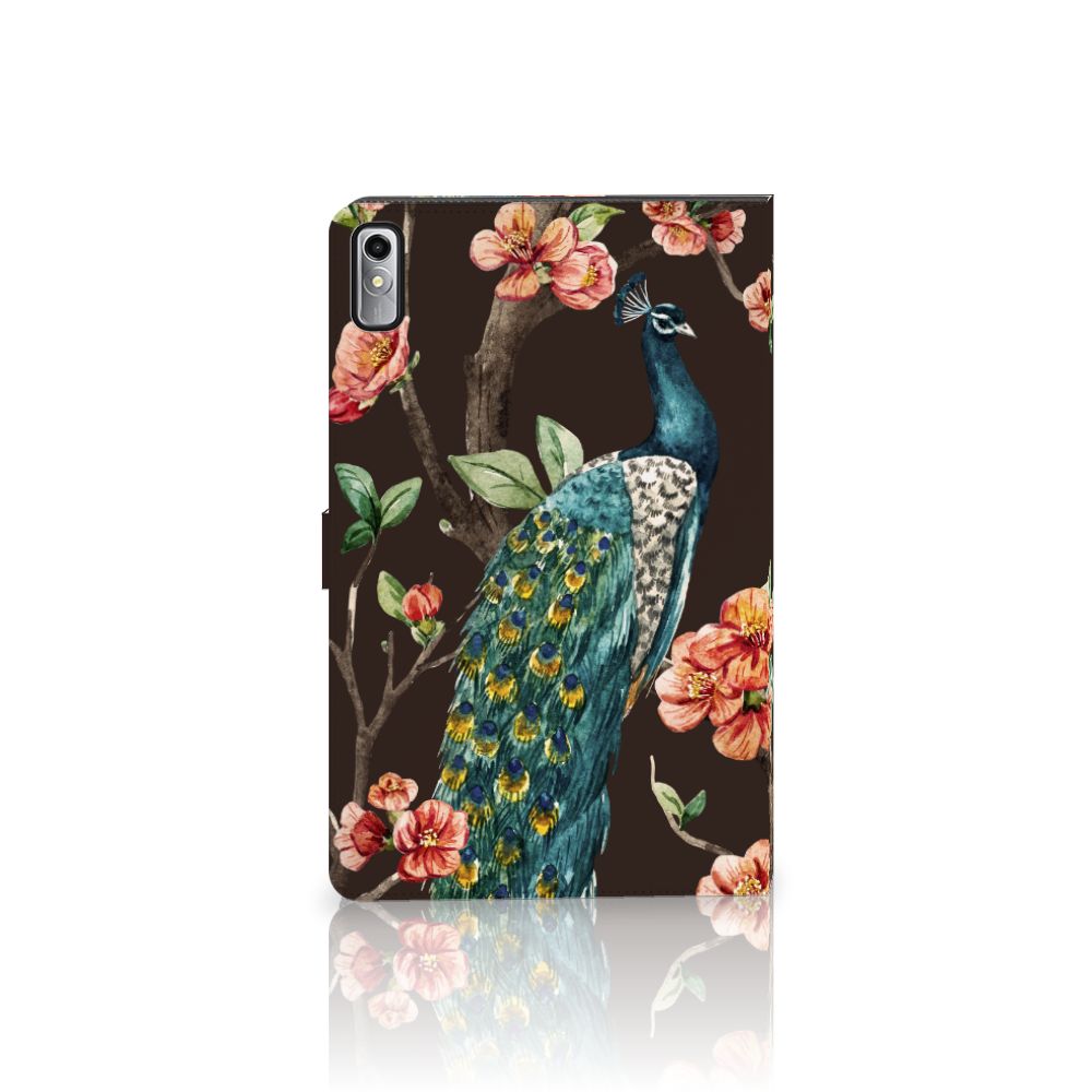Lenovo Tab P11 Gen 2 Flip Case Pauw met Bloemen zijaanzicht