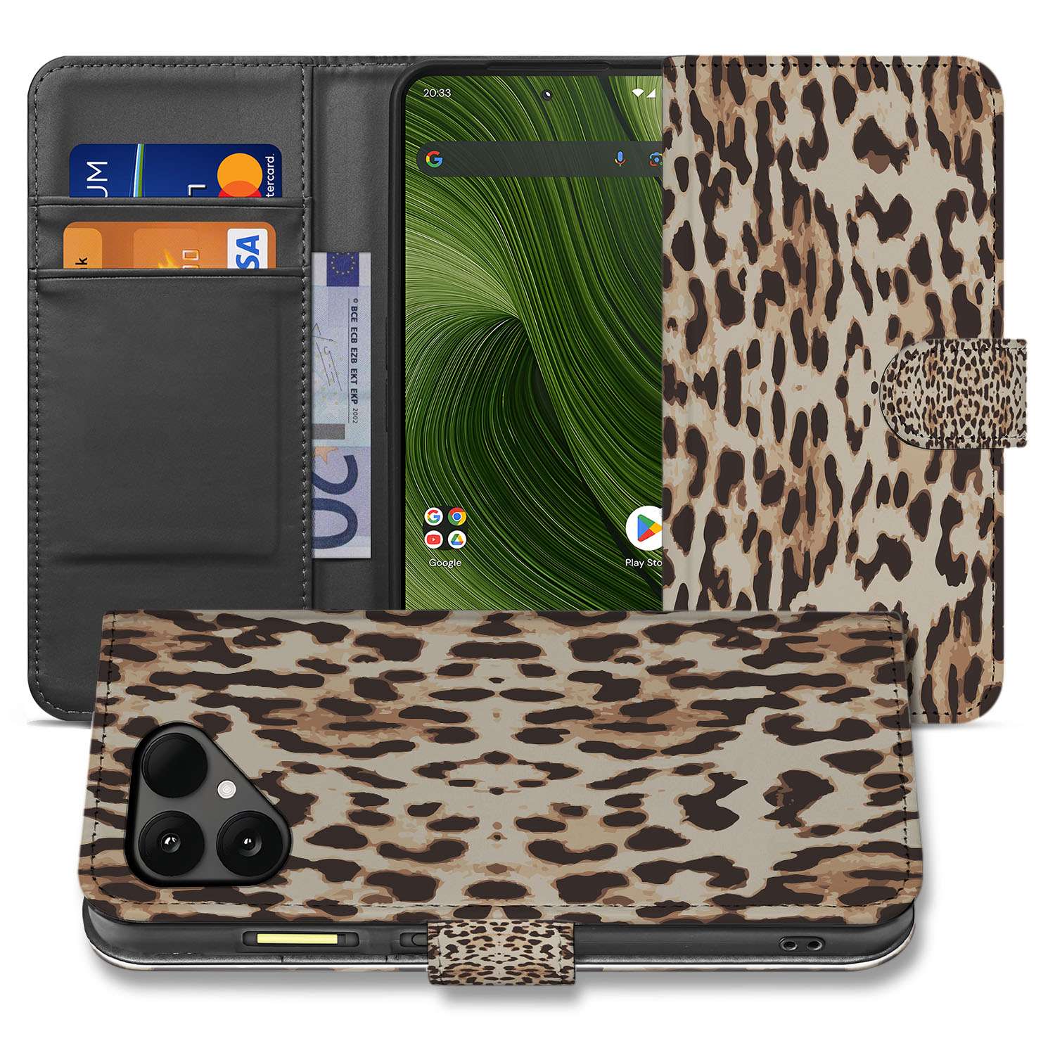 Leopard Luxe Fairphone 6 Professionele Luxe Edition book case leopard design voorkant