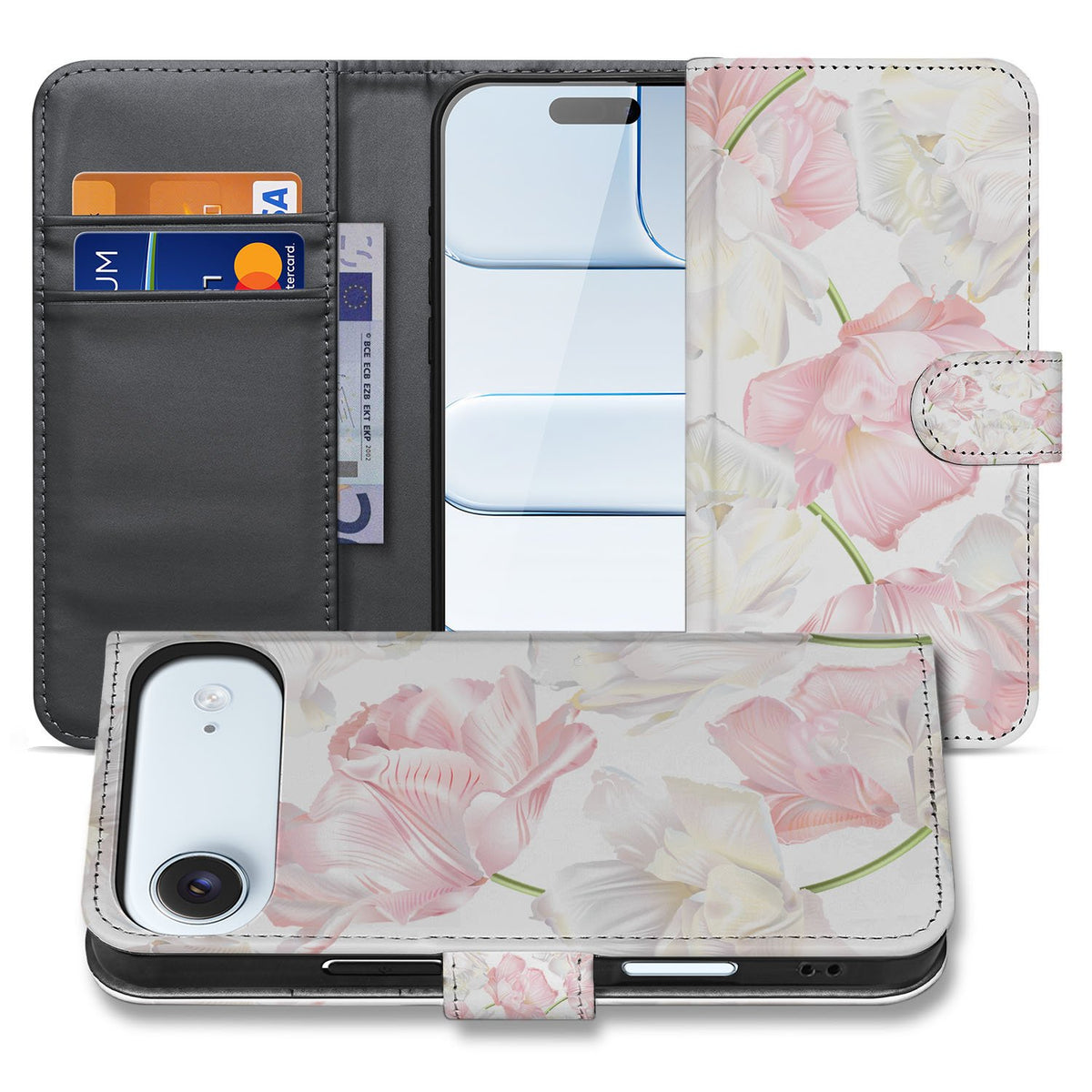 Apple iPhone Air Lovely Flowers Hoesje Voor iPhone Air Portemonnee Hoesje voorkant binnenkant
