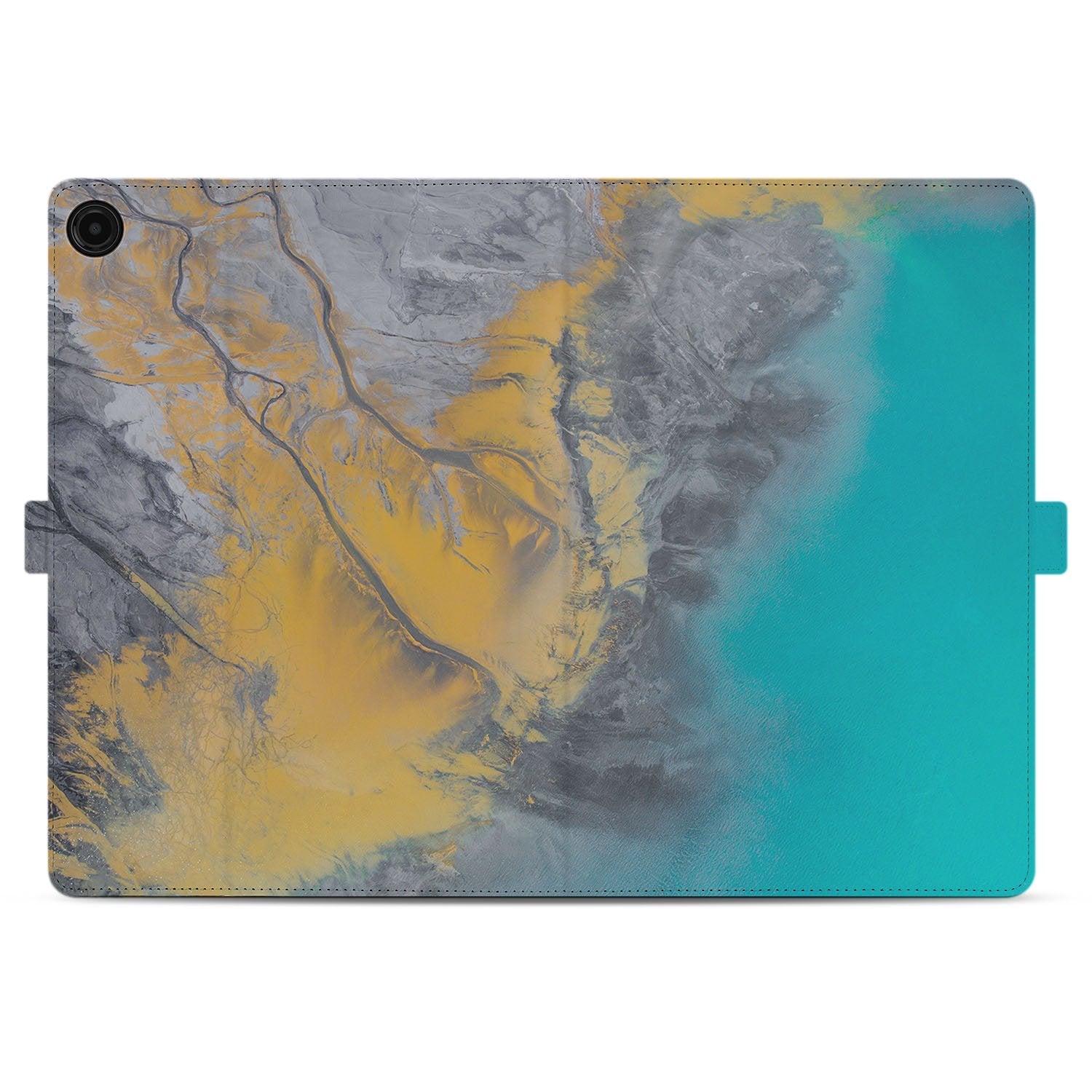 Samsung Galaxy Tab A11 Plus Marble Blue Gold Tablet Hoesje met Standaard design abstracte kleuren