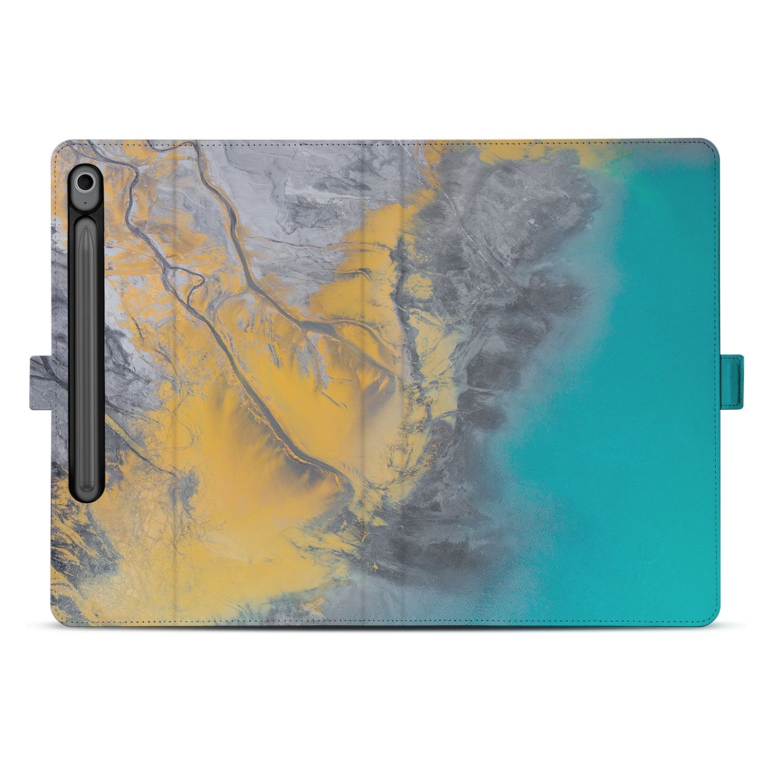 Samsung Galaxy Tab S10 FE | Tab S9 FE Marble Blue Gold Tablet Hoesje met Standaard design abstract kleur
