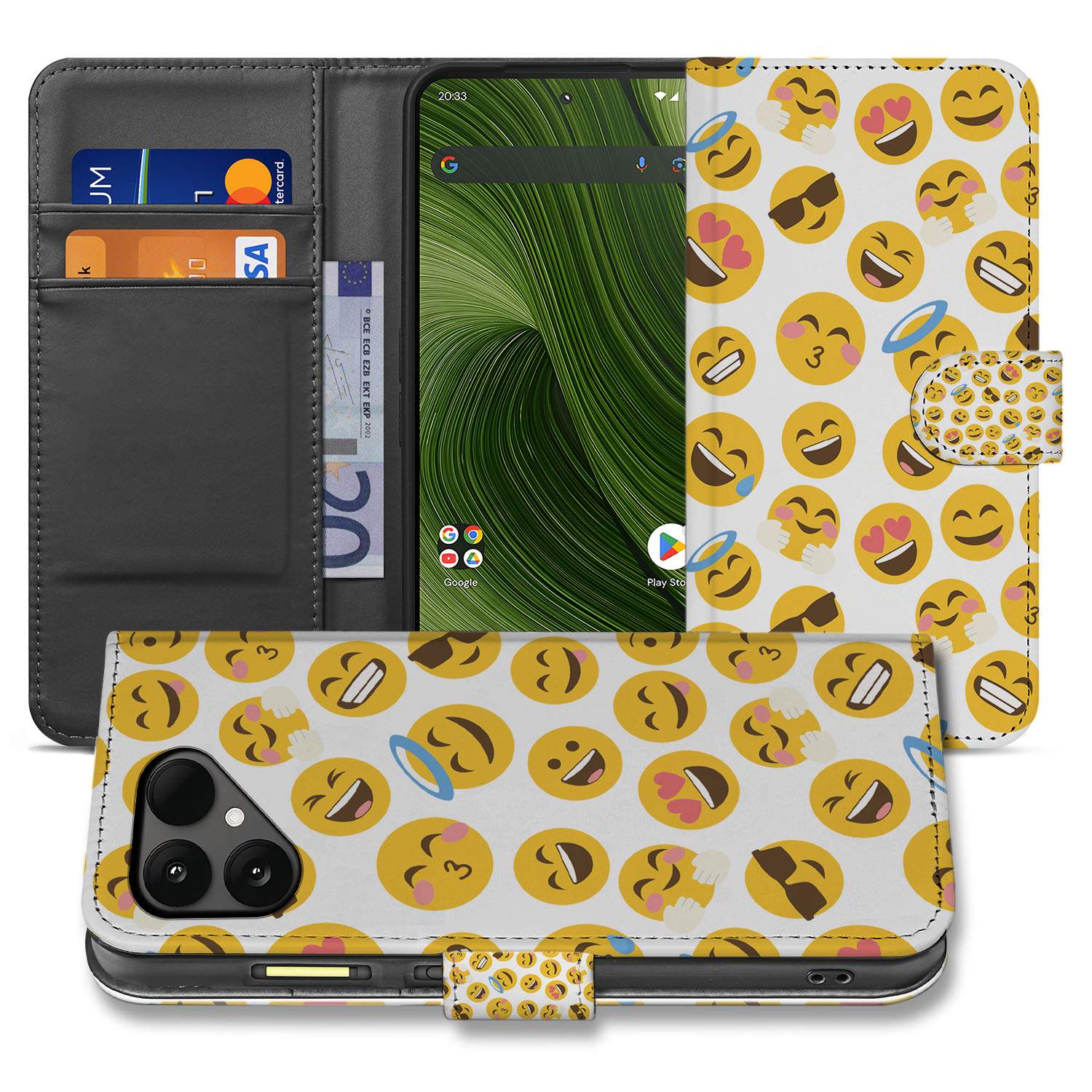 Meerkleurig Emoji Volledige Bescherming Fairphone 6 Bookcase Hoesje designnaam voorkant