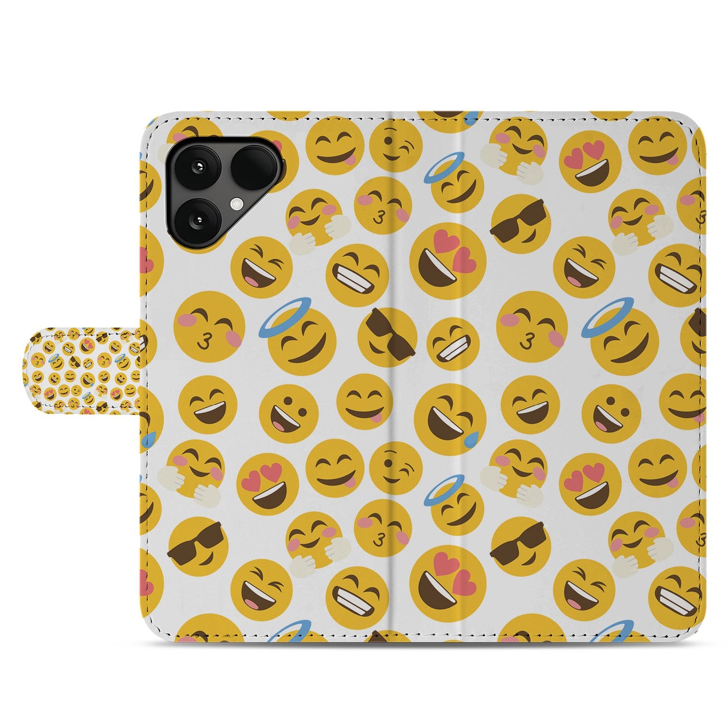 Meerkleurig Emoji Volledige Bescherming Fairphone 6 Bookcase Hoesje emoji print voorkant