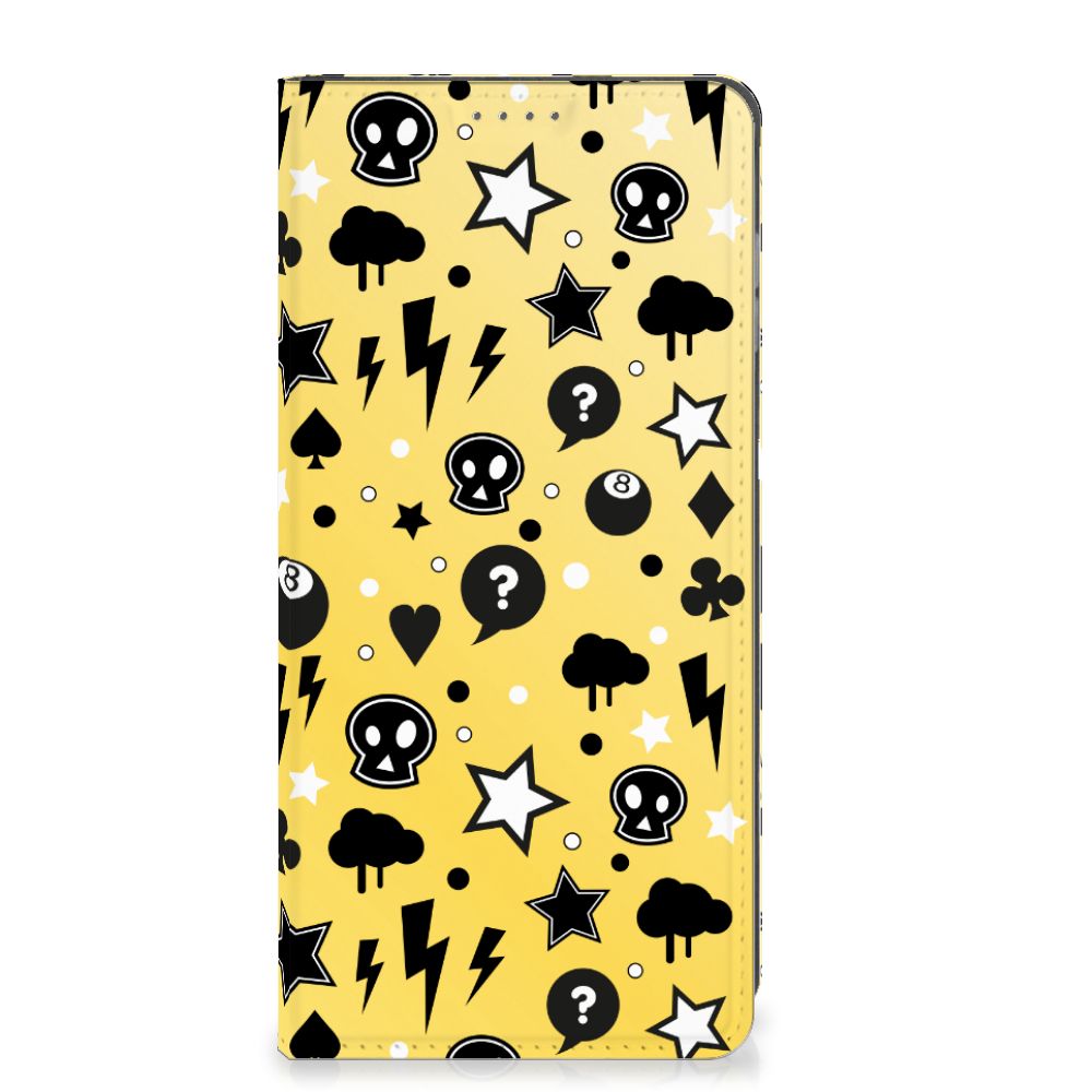 Mobiel BookCase Motorola Moto G14 Punk Geel design punk geel voorkant