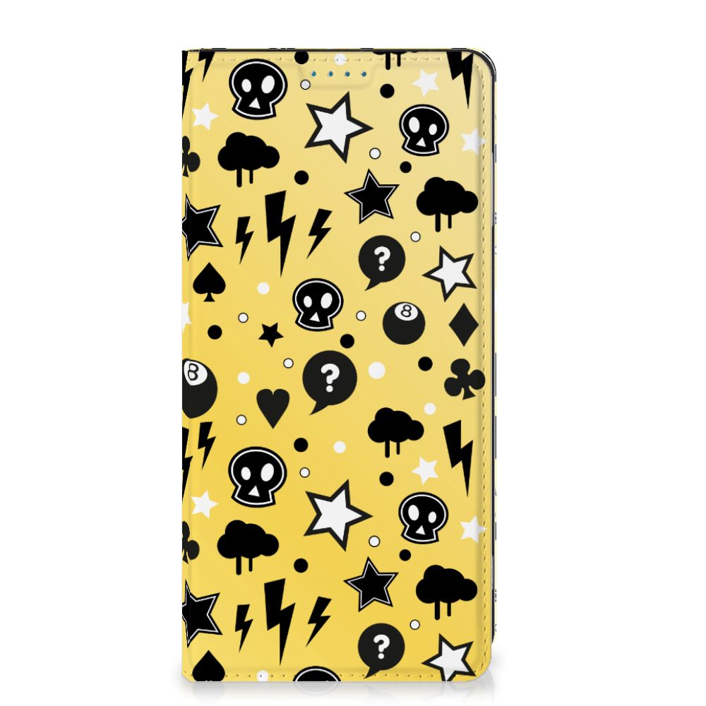 Mobiel BookCase Motorola Moto G53 Punk Geel design Punk Yellow aanzicht
