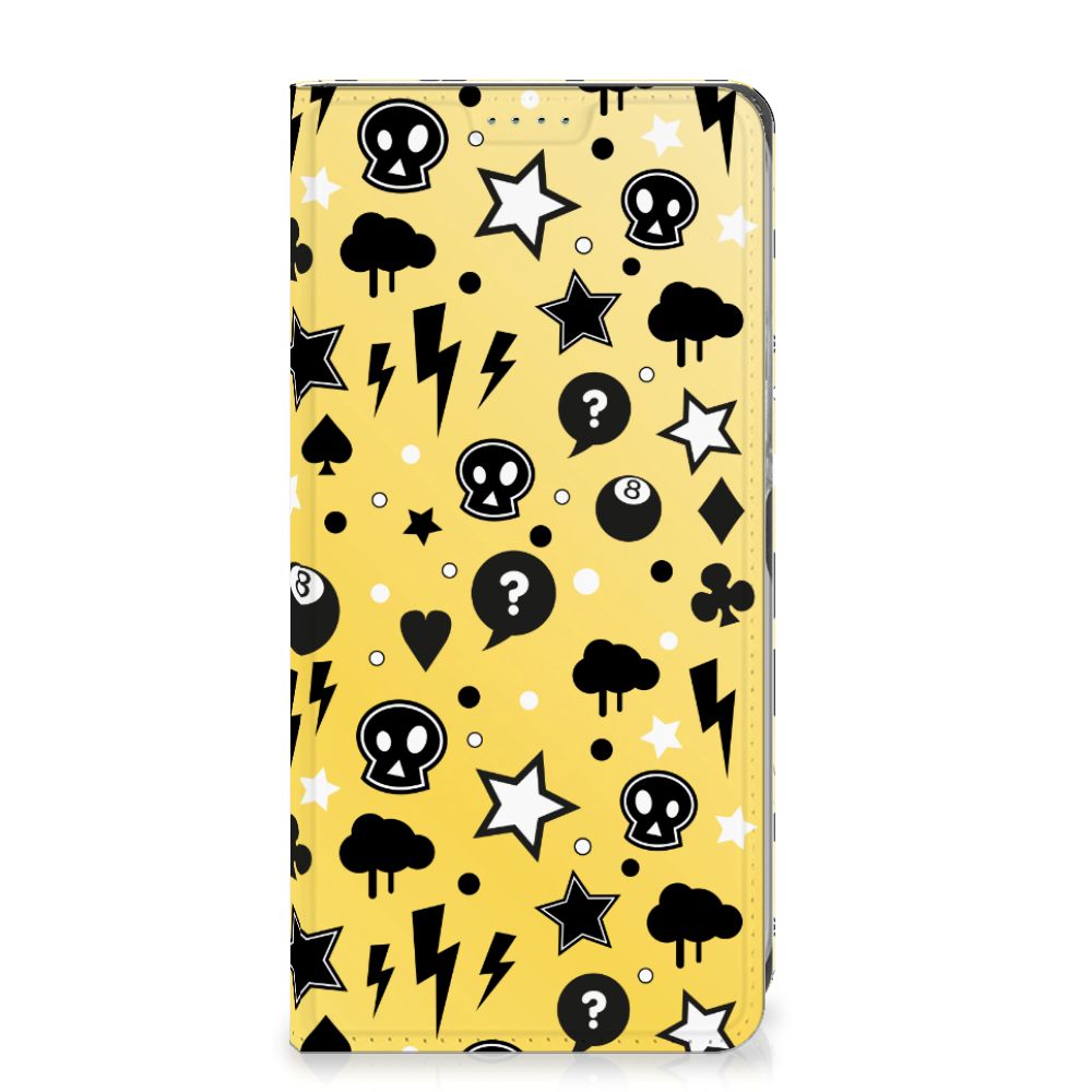 Mobiel BookCase Nokia XR21 Punk Geel design Punk Yellow aanzicht