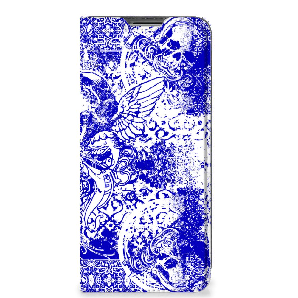 Mobiel BookCase OPPO Find X5 Lite | Reno7 5G Angel Skull Blauw design blauw patroon voorkant