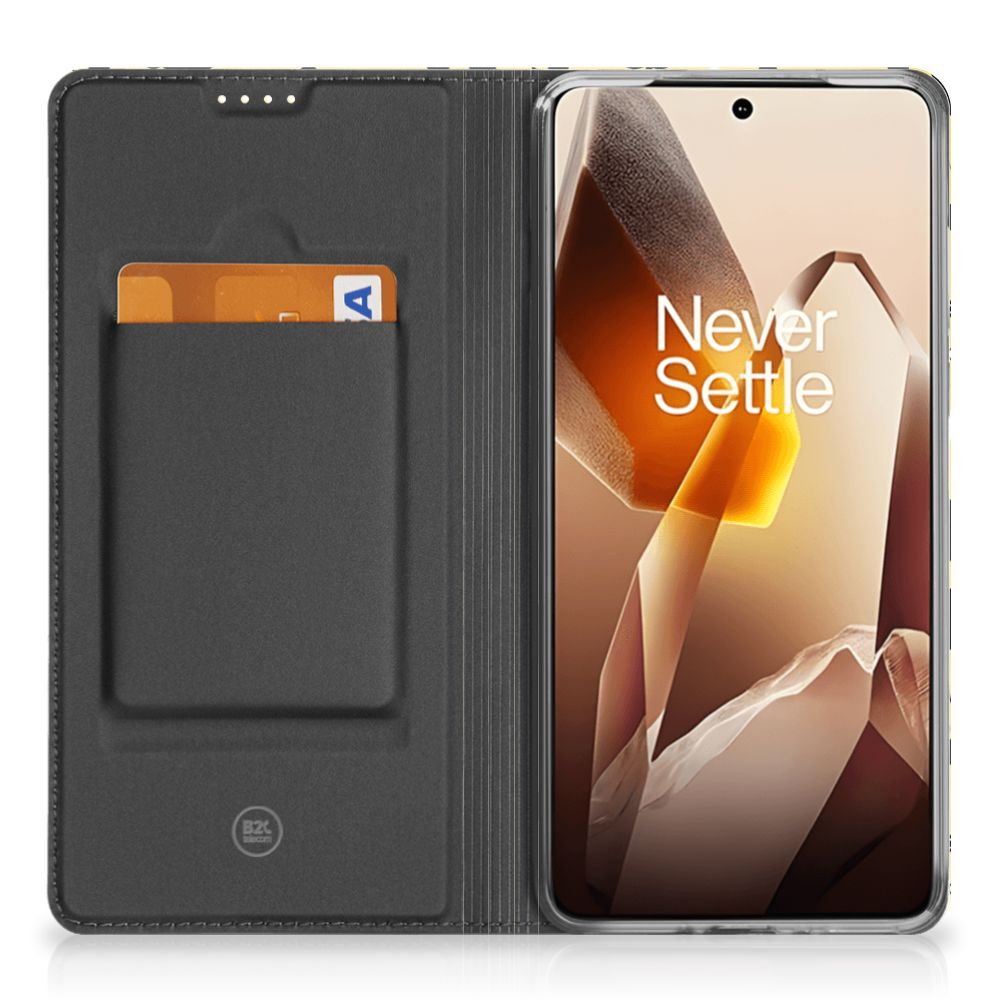 OnePlus 13 Mobiel BookCase Punk Geel binnenzijde met pasjesvak en standaard