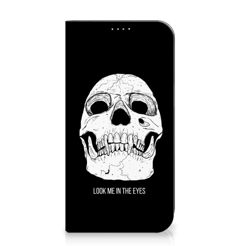 Mobiel BookCase iPhone 15 Plus Skull Eyes skull design voorkant