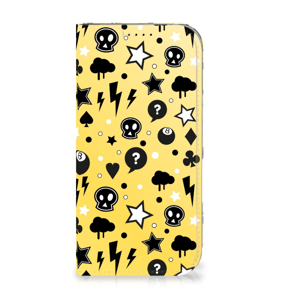 Mobiel BookCase iPhone 16 Pro Punk Geel design Punk Yellow aanzicht