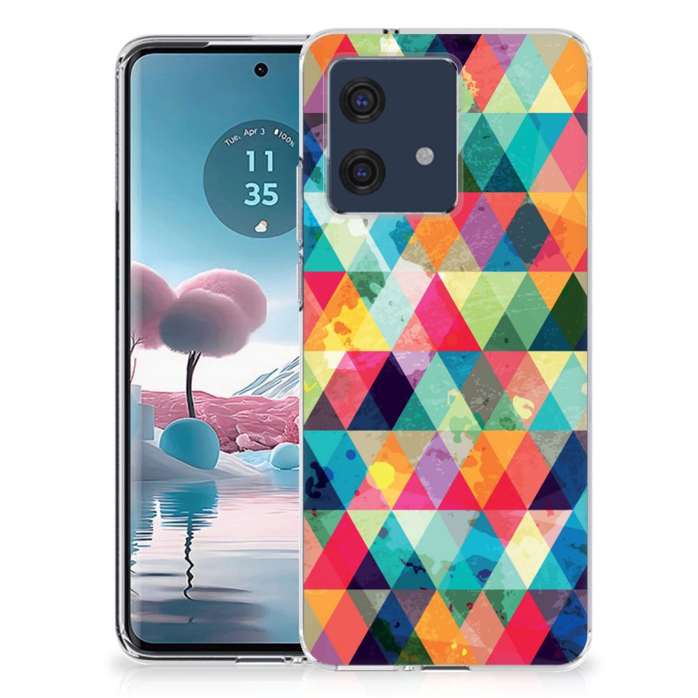 Motorola Edge 40 Neo TPU bumper Geruit met gekleurde driehoekige patroon voor bescherming en uitstraling đ¨