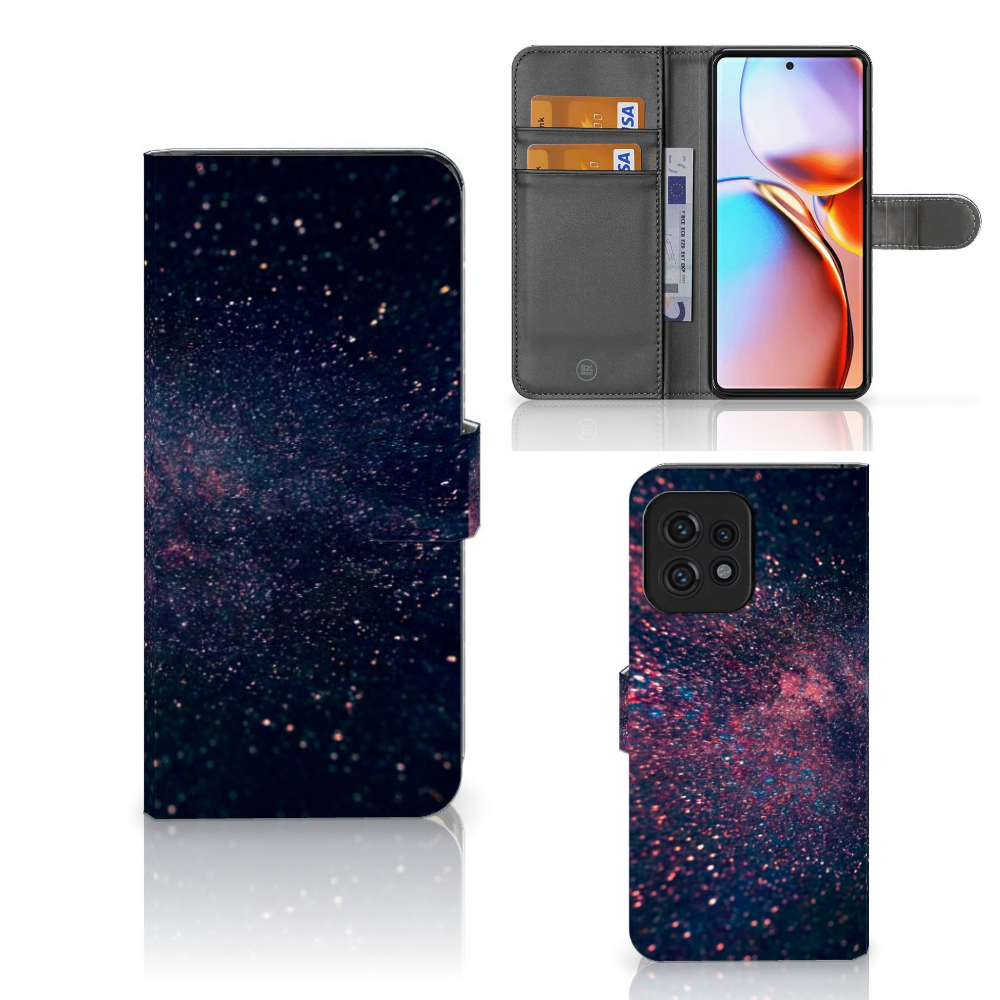 Motorola Edge 40 Pro Book Case Stars boekhoes sterren paarse blauwe kleuren kunstzinnig