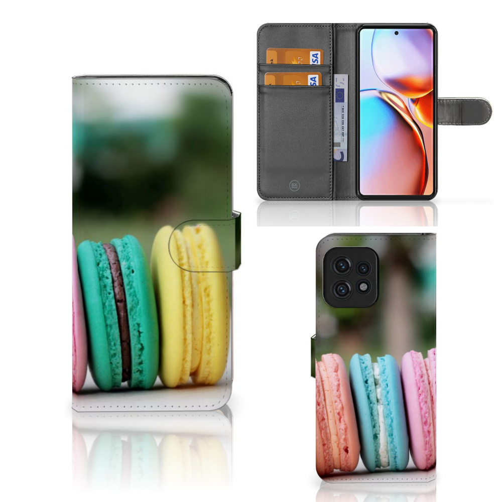Motorola Edge 40 Pro Book Cover Macarons smartphone hoesje macarons design aanzicht