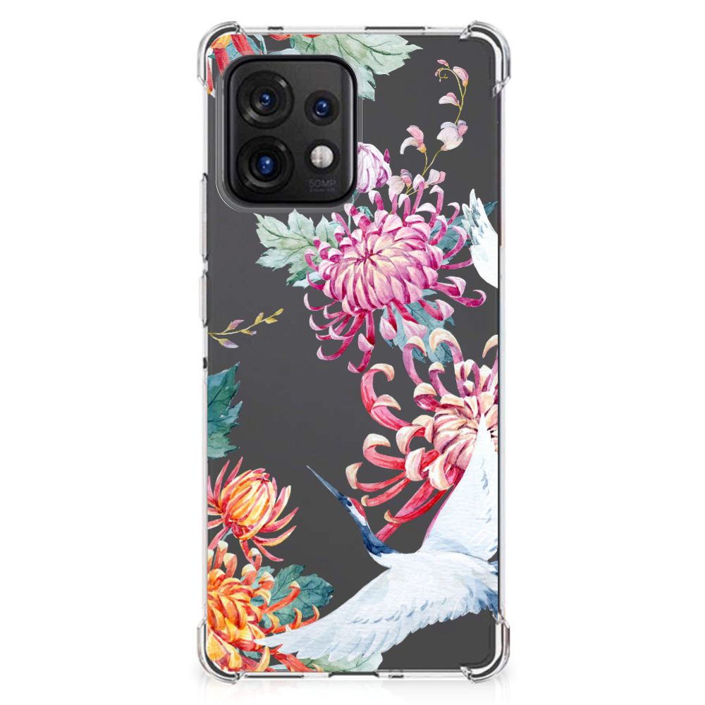 Motorola Edge 40 Pro Case Anti-shock Bird Flowers achterkant