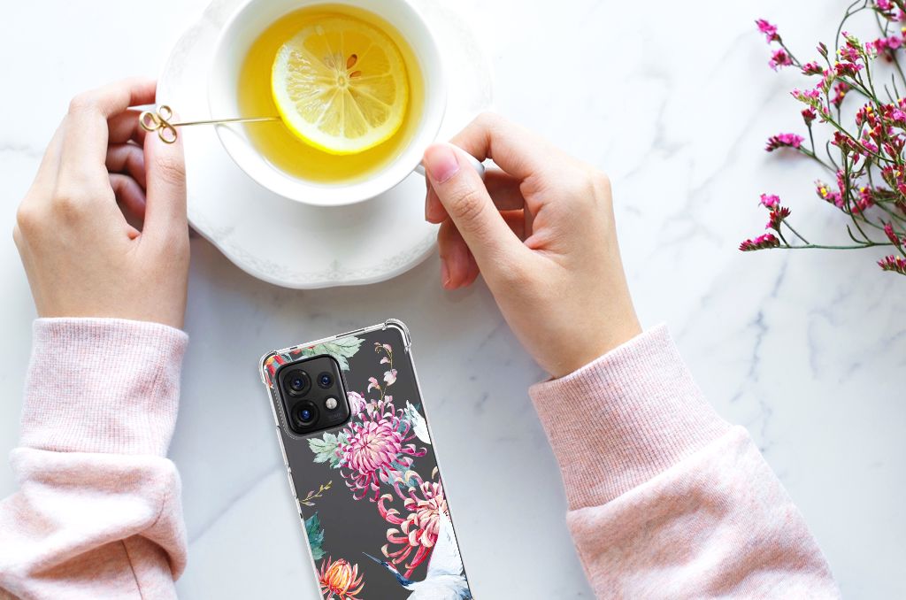 Motorola Edge 40 Pro Case Anti-shock Bird Flowers handthee
