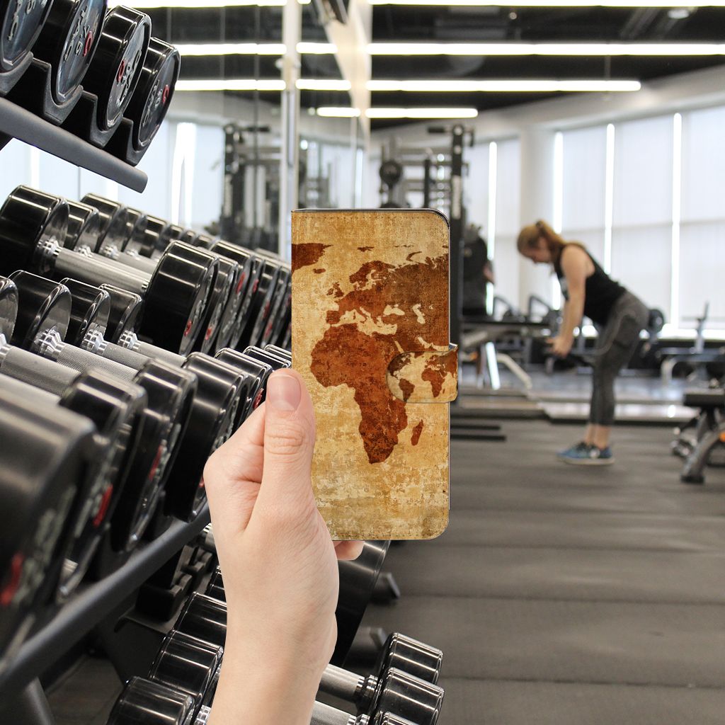 Motorola Edge 40 Pro Flip Cover Wereldkaart hand met kaart sportzaal