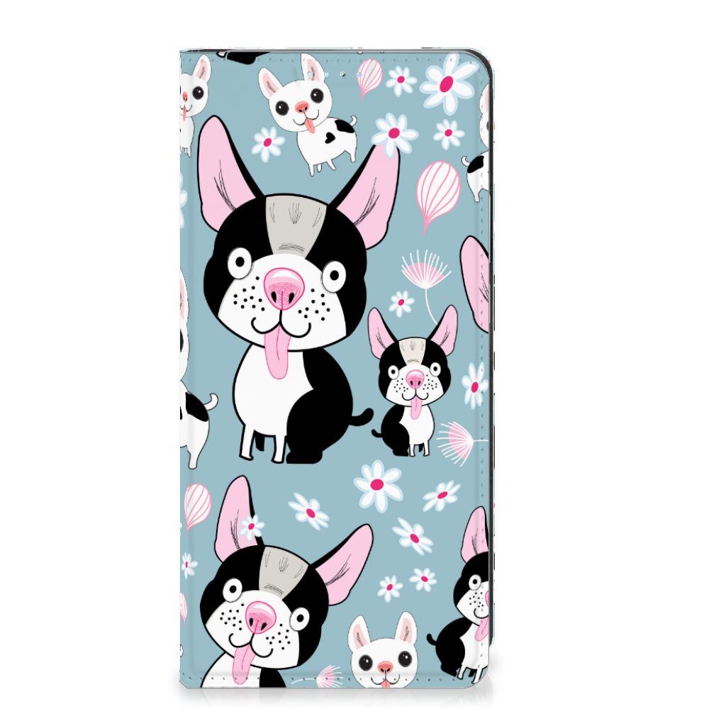 Motorola Edge 40 Pro Hoesje maken Hondjes honden zwart-wit design voorkant