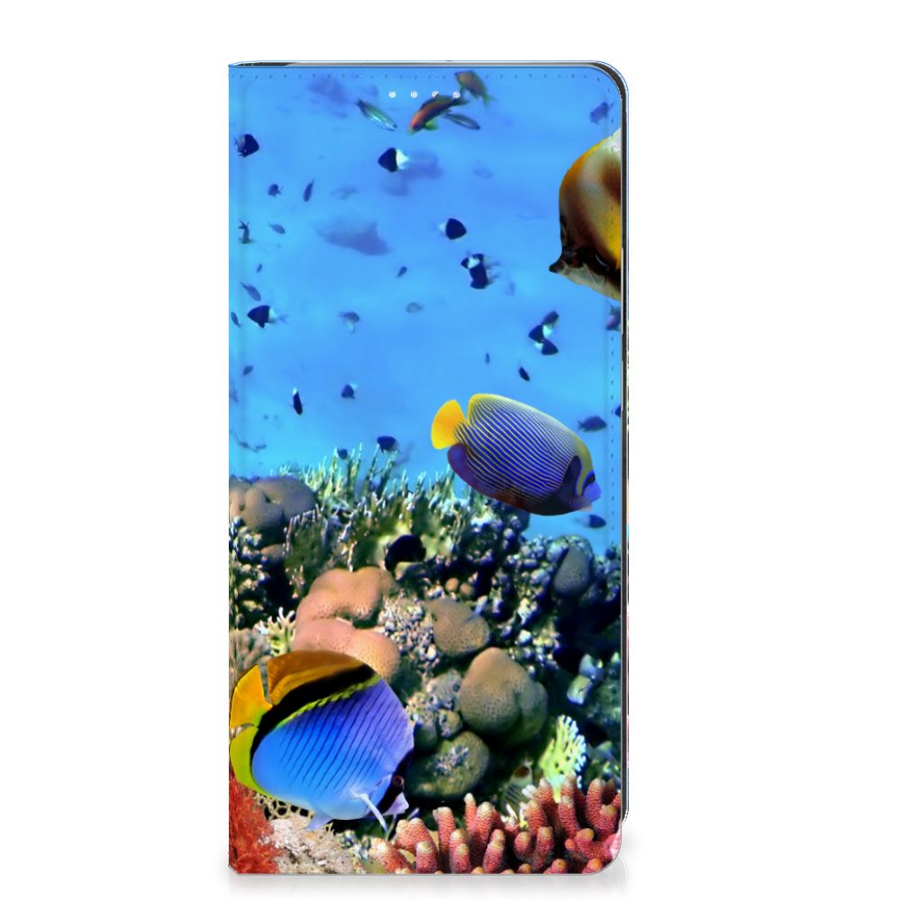 Motorola Edge 40 Pro Hoesje maken Vissen kleurrijk design tropische vissen aanzicht