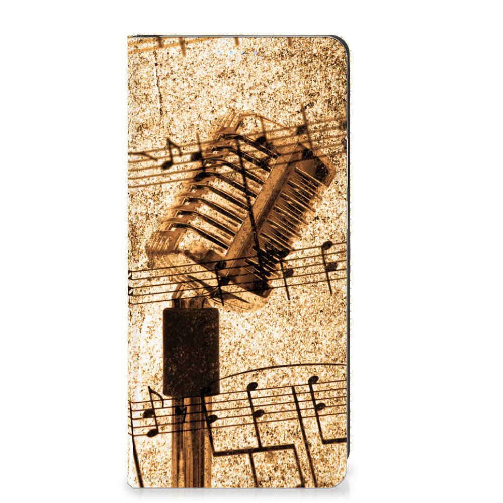 Motorola Edge 40 Pro Stand Case Bladmuziek ontwerp microfoon bladmuziek voorkant
