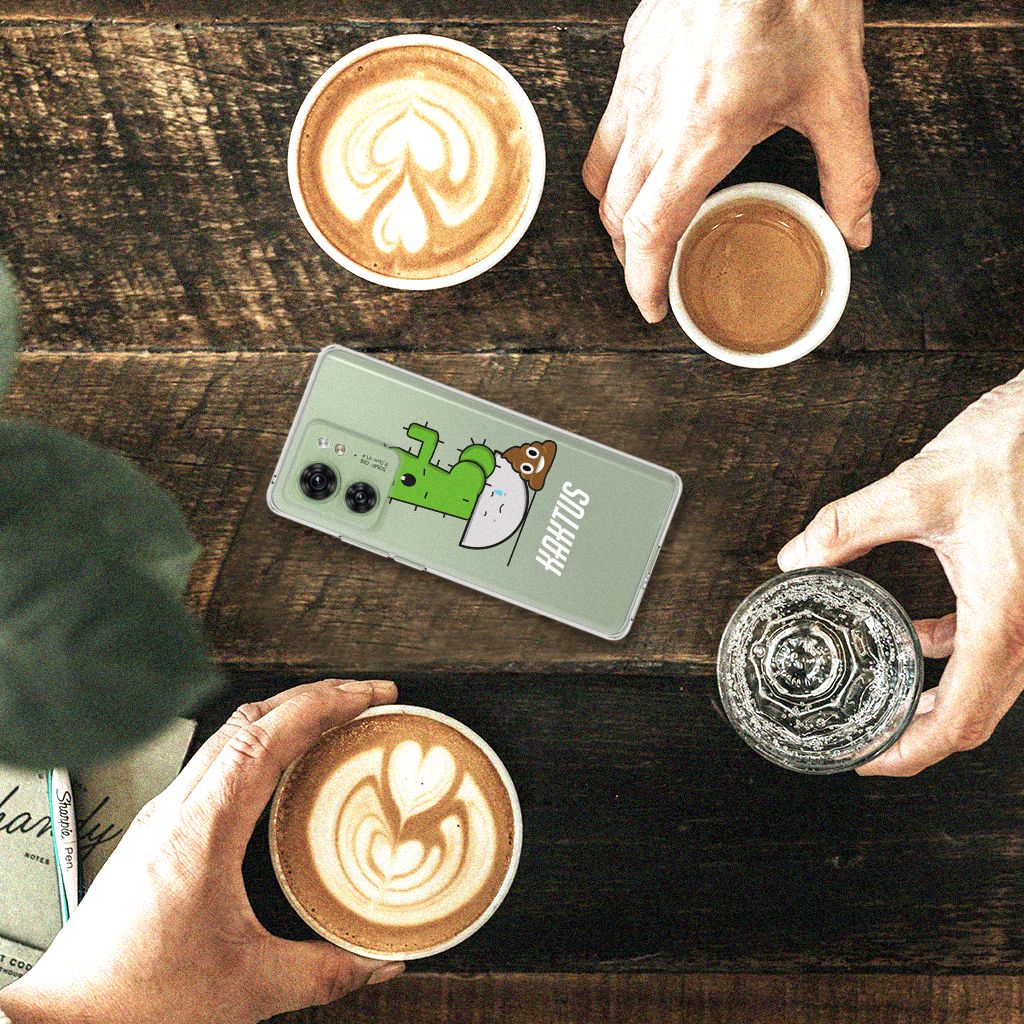 Motorola Edge 40 Telefoonhoesje met Naam Cactus Poo