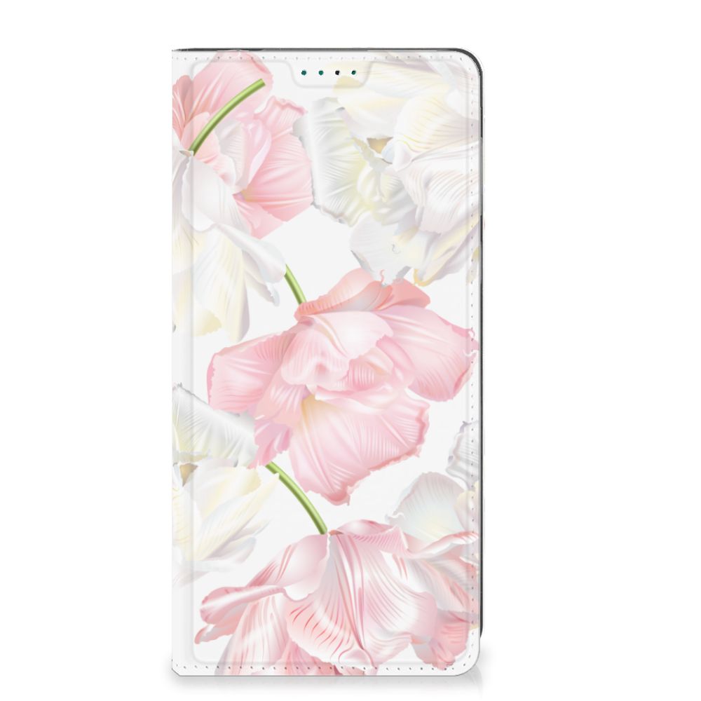 Motorola Moto E13 4G Smart Cover Lovely Flowers met roze en witte bloemen voor optimale uitstraling en bescherming.