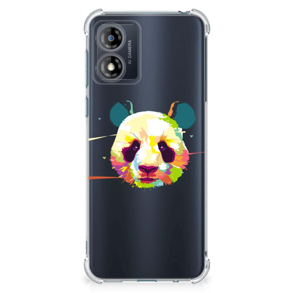 Motorola Moto E13 Stevig Bumper Hoesje Panda Color achterkant