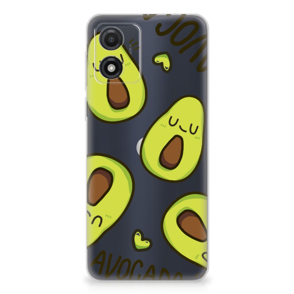 Motorola Moto E13 Telefoonhoesje met Naam Avocado Singing - Vrolijke avocado's design voor stijlvolle bescherming đą
