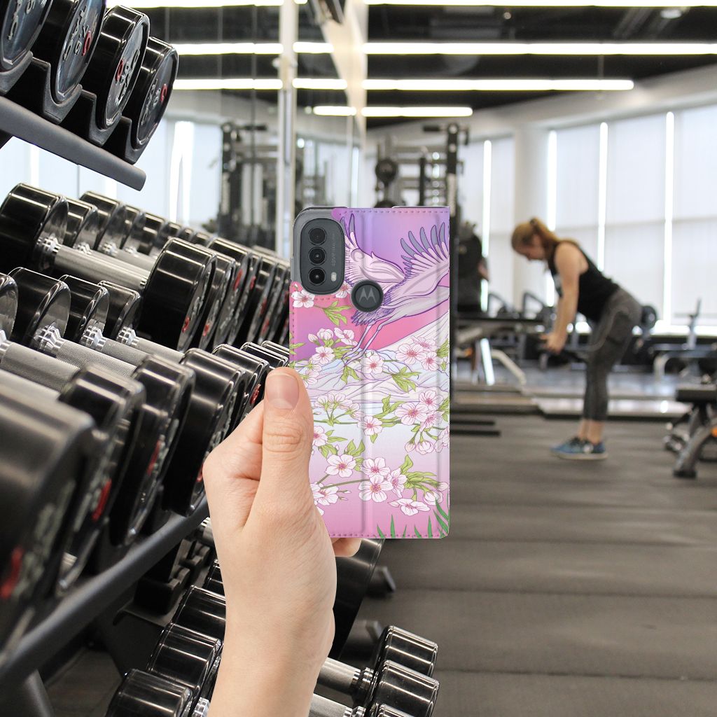 Motorola Moto E20 Hoesje maken Bird Flying design hand gym