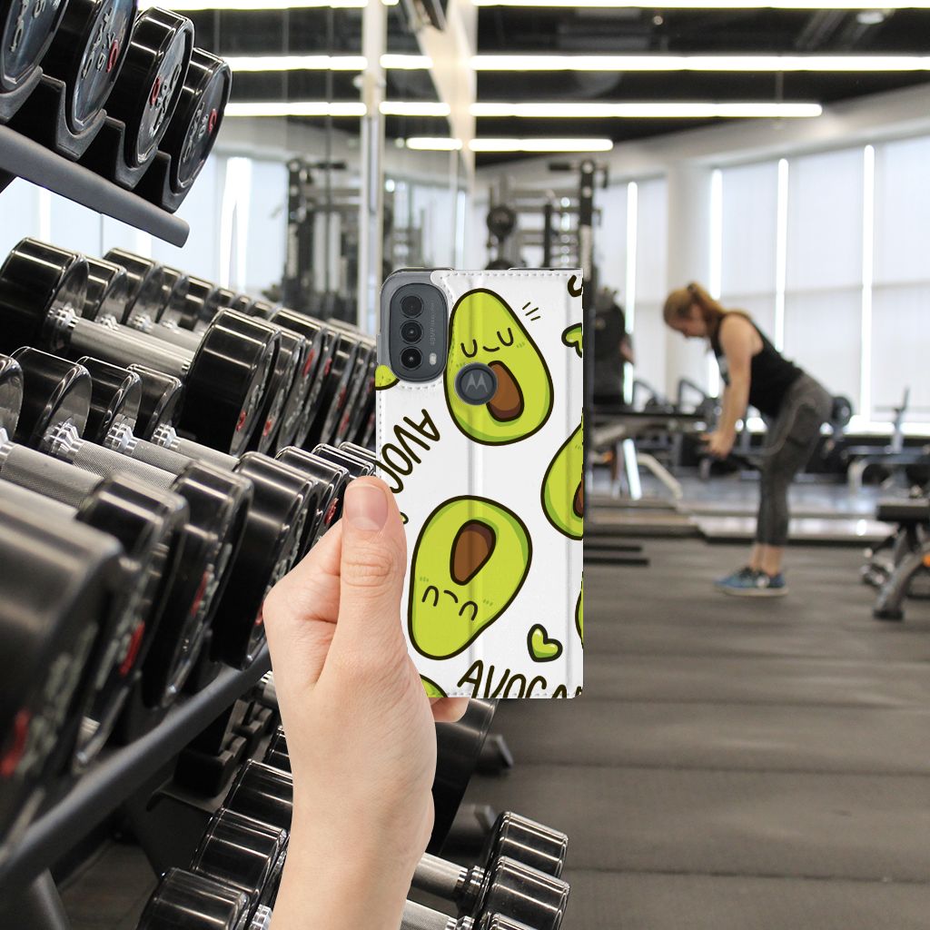 Motorola Moto E20 Magnet Case Avocado Singing hand model weightlifting gym