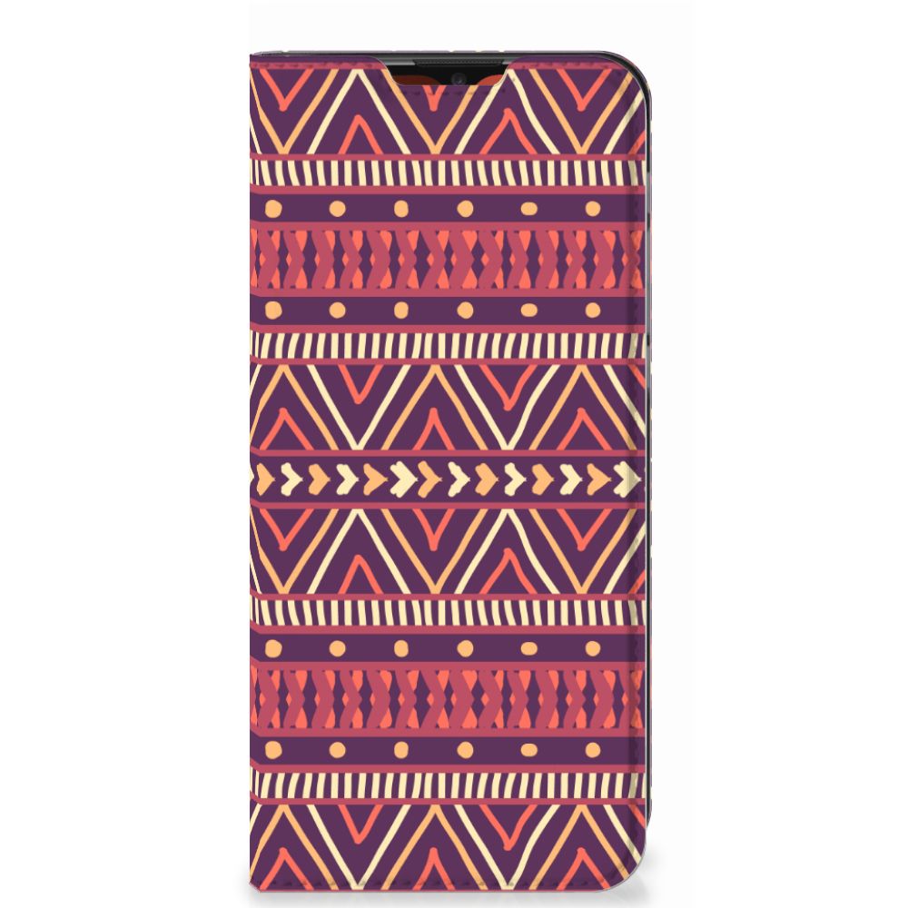 Motorola Moto E7 Power | E7i Power Hoesje met Magneet Aztec Paars design Aztec voorkant