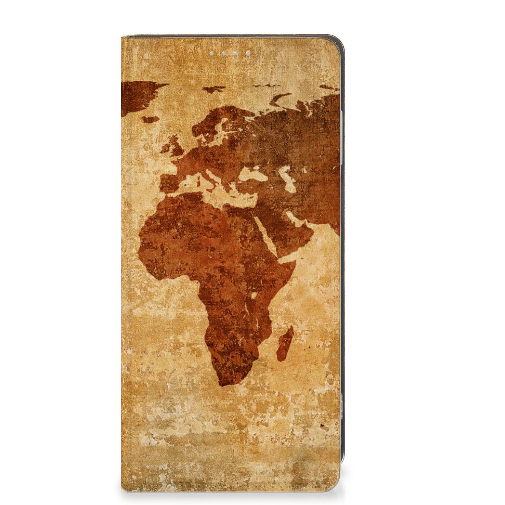 Motorola Moto G13 | G23 Book Cover Wereldkaart boekhoes wereldkaart bruin