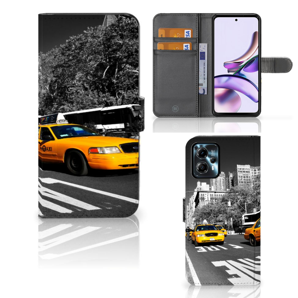 Motorola Moto G13 | G23 Flip Cover New York Taxi hoesje design voorzijde