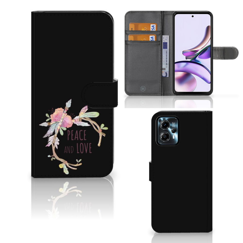 Motorola Moto G13 | G23 Leuk Hoesje Boho Text voorkant achterkant binnenzijde