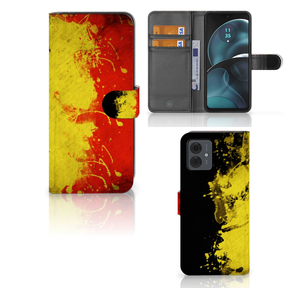 Motorola Moto G14 Bookstyle Case BelgiÃĢ met vlag kleuren, biedt stijl, bescherming en gebruiksgemak đ