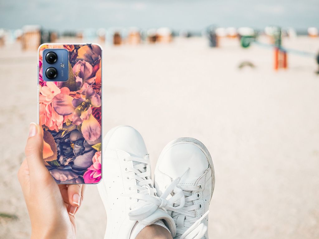 Motorola Moto G14 TPU Case Bosje Bloemen smartphone bloemen design hand strand