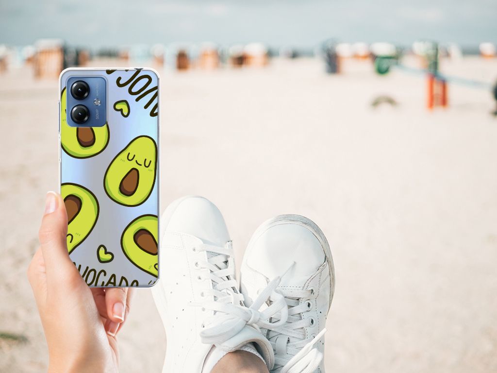 Motorola Moto G14 Telefoonhoesje met Naam Avocado Singing avocado design hand strand