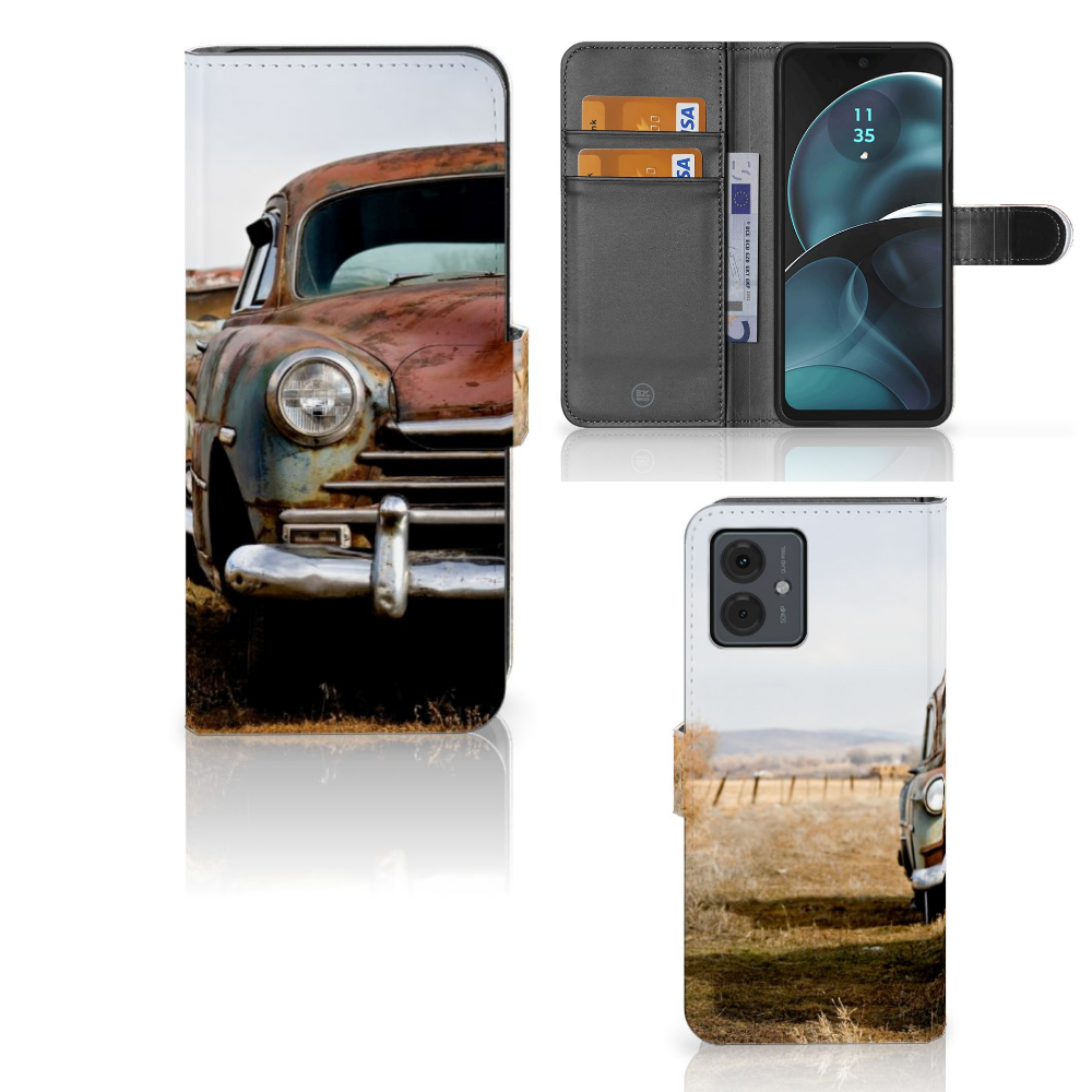 Motorola Moto G14 Telefoonhoesje met foto Vintage Auto design vintage auto aanzicht
