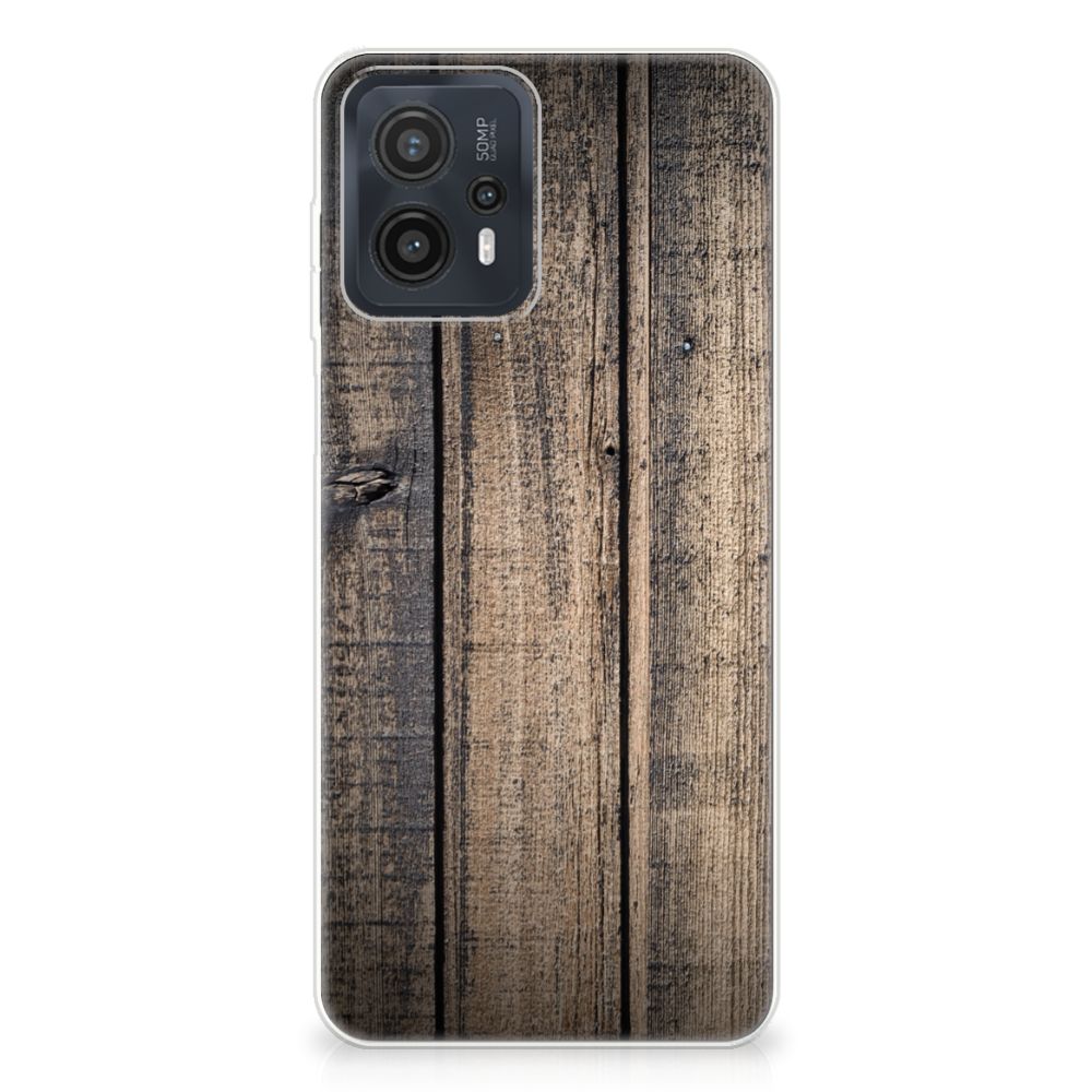 Motorola Moto G23 | G13 Bumper Hoesje Steigerhout steigerhout achterzijde