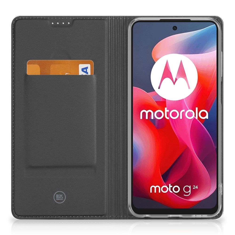 Motorola Moto G24 | G04 | G24 Power Hoesje met Magneet Geruit Rood