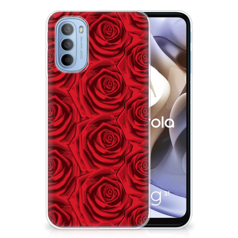 Motorola Moto G31 | G41 TPU Case Red Roses achterkant