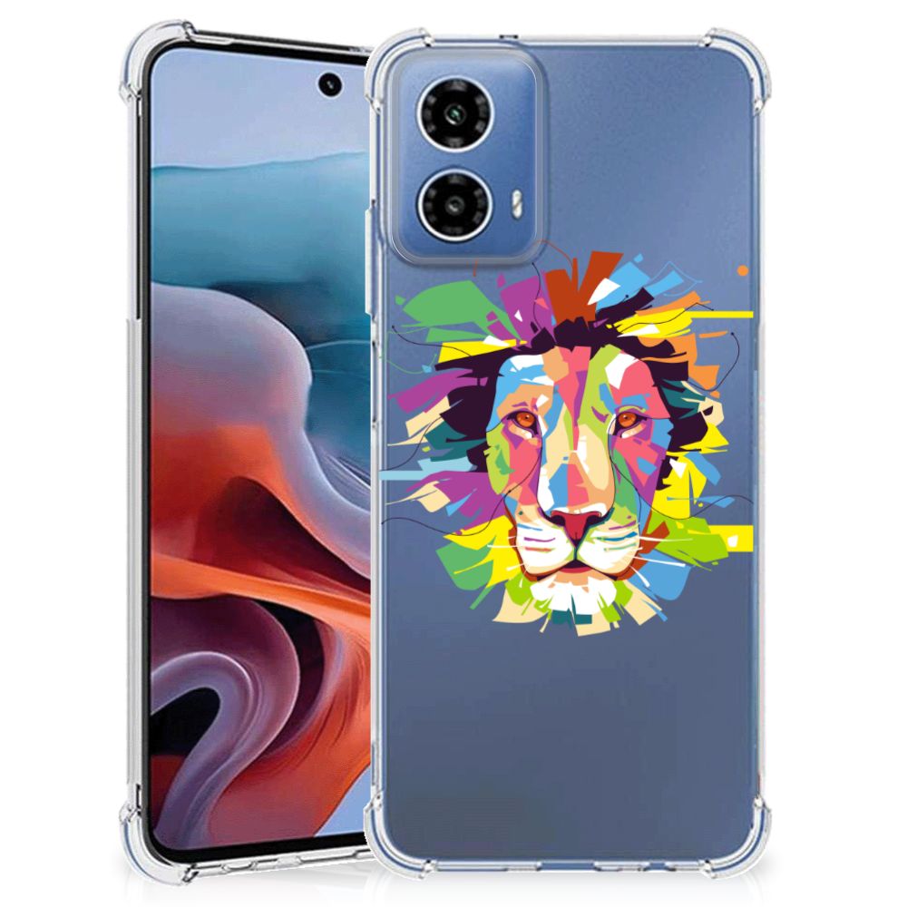 Motorola Moto G34 Stevig Bumper Hoesje Lion Color voorkant