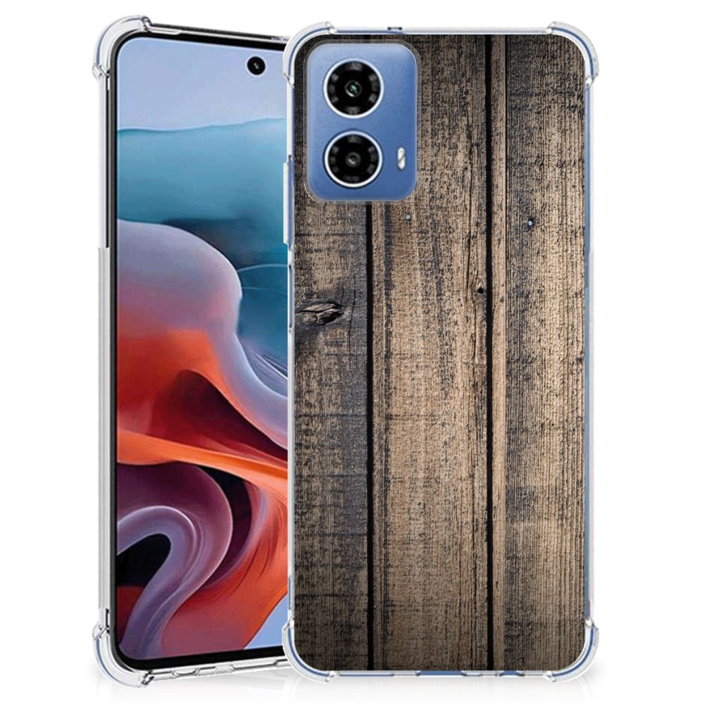 Motorola Moto G34 Stevig Telefoonhoesje Steigerhout B2C Telecom
